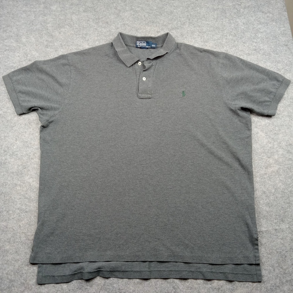 Ralph Lauren Polo Shirt Mens 2XL Gray Pique Cotton Short Sleeve Embroidered Pony